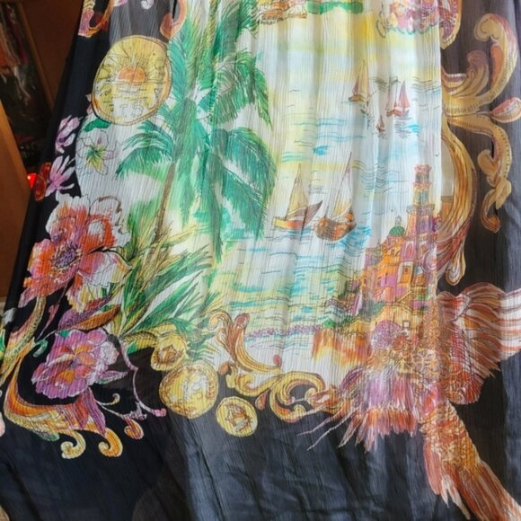 Anthropologie Moulinette Soeurs Varese 100% silk dress island print  size 2 - Picture 5 of 7